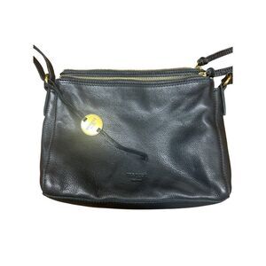 Margot Black Leather Crossbody Bag With Gold Zipper & Adjustable Strap